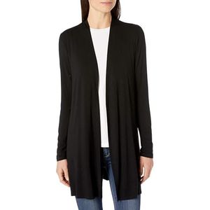 Amazon Essentials Damesvest met lange mouwen, open voorkant, zwart, X-Small