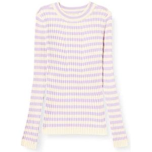 PIECES Meisjes LPCRISTA LS O-Neck Knit TW NOOS BC pullover, Lavendula/Stripes: W. Birch Stripes, 158
