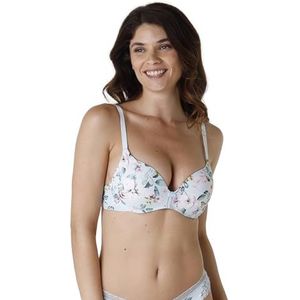 Lovable My Daily Comfort Bedrukte push-up beha zonder beugel voor dames, Watergroene bloemenprint, 32 / 2B