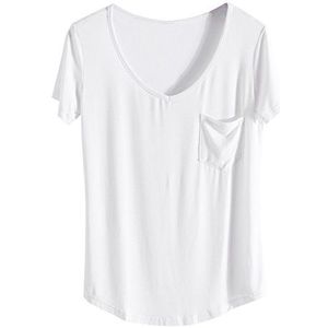 Sykooria Sport-T-shirt voor dames, korte mouwen, basic T-shirts, zomer, sneldrogend, casual, voor yoga, training, A-wit, L