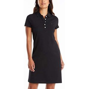 Nautica Easy Classic Polojurk met korte mouwen en stretch voor dames, Zwart, XS