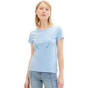 TOM TAILOR Denim Dames T-shirt met print, 11139-soft Charming Blue, XXL