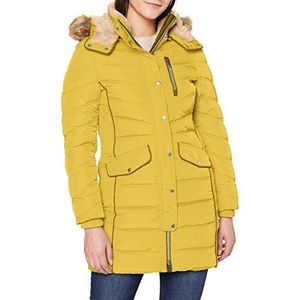 TOM TAILOR Dames Lange bufferjas met bont 1020608, 24270 - California Sand Yellow, XXL