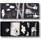 Happy Socks Black and Whites Gift Set, Kleurrijke en Leuke, Sokken voor Dames en Heren, Zwart 4 paar (41-46)