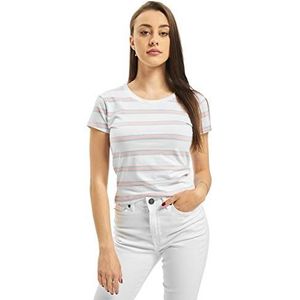 Urban Classics Dames Stripe Cropped Tee T-shirt, wit/girlypink, S Klein