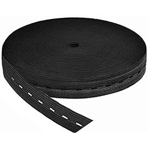 HIMRY KX_TKB5091-Black gatenrubber vlakke elastische naaiband, polyester, zwart, 30 m x 20 mm
