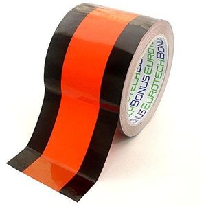 BONUS Eurotech 1BL28.00.0075/033 plakband voor tijdelijk gebruik van verkeersborden, lijm op basis van rubber, lengte 33 m x breedte 75 mm x dikte 0,11 mm, zwart/oranje