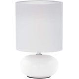 EGLO Tafellamp Trondio, tafellamp van keramiek en textiel, bedlampje in wit, woonkamerlamp, lamp met schakelaar, E14-fitting