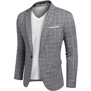 Coofandy Heren gebreide hoodies pullover casual lange mouwen coltrui truien, Plaid Blazer - Donkergrijs, XXL