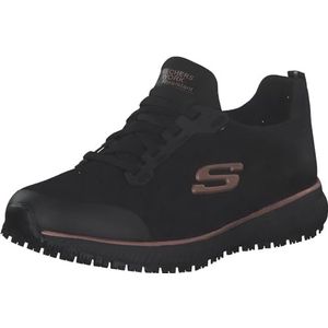 Skechers Squad Sr Sneaker voor dames, Zwarte platte gebreide roségouden rand, 41 EU