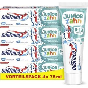 Odol-med3 Tandpasta voor kinderen vanaf 6 jaar ter bescherming van melktanden en blijvende tanden, 4 x 75 ml