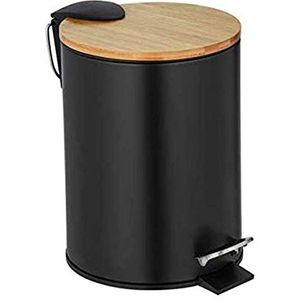 WENKO Pedaalemmer Tortona Zwart Ma - 3 Lite - 17 X 23,5 X 21 cm