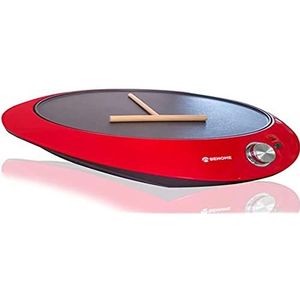 BEHOME Elektrische pannenkoekenpan met antiaanbakplaat, pannenkoekenmachine, plat, 30 cm, pannenkoekenmaker met deegdiffuser inbegrepen
