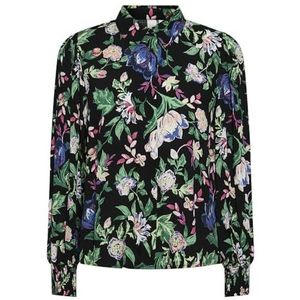 YASALIRA LS SHIRT S. NOOS, Zwart/Aop: chalk Flower, S