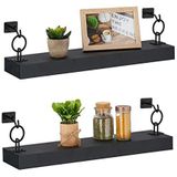 Relaxdays wandplank zwart - set van 2 - zwevende plank woonkamer - muurplank smal keuken