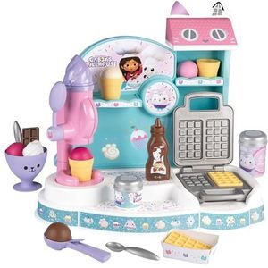 Smoby Gabby poppenhuis ijssalon speelgoed - met ijs- en wafelautomaat, met 20 accessoires en stickerblad, vanaf 3 jaar (7600350409)