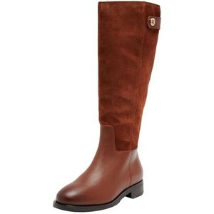 Tommy Hilfiger Dames Th Stud Leather Mix Lange Boot (Fw0fw08341 High, Bruin Cognac Bruin, 36 EU