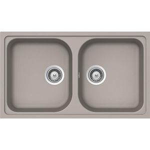 SCHOCK | Lithos keukenspoelbak met 2 wastafels, materiaal Cristalite®, duifgrijs, 860 x 500 mm