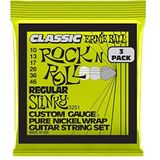 Ernie Ball Regular Slinky Classic Rock n Roll Pure Nickel Electric Guitar Strings 3 Pack - 10-46 Gauge