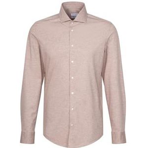 Seidensticker Herenoverhemd - slim fit - gemakkelijk te strijken - Kent-kraag - lange mouwen -, zand, 40