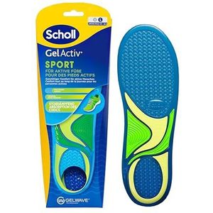 Scholl GelActiv Sport-inlegzolen voor mannen, de hele dag door comfortabele inlegzolen voor frisse en koele voeten, super schokdemping en vering met GelWave-technologie, maat 40,5-46
