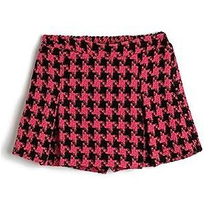 Koton Girls's Tweed Mini Skort Geplooide Elastische Tailleband Shorts, 01f (roze design), 6-7 Jaar