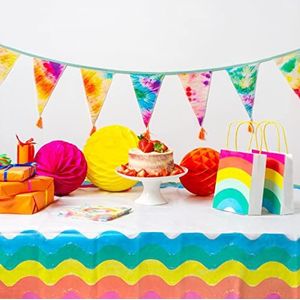 Talking Tables Regenboog-papieren tafelkleed voor kinderbenodigdheden, trots, jaren '60-feest, wegwerptafelkleed, recyclebaar servies, rechthoekig, 180 cm x 120 cm, RAIN-TD-TCOVER, één maat