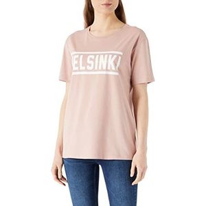 Koton Dames bedrukt katoenen T-shirt met korte mouwen, roze (250), XS