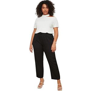 Trendyol Vrouwen normale standaard ronde hals geweven plus grootte blouse, Ecru, XXL grote maten