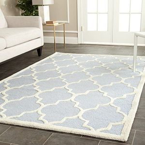 Safavieh Everly gestructureerd tapijt, CAM134, handgetuft wol, lichtblauw/ivoor, 160 x 230 cm
