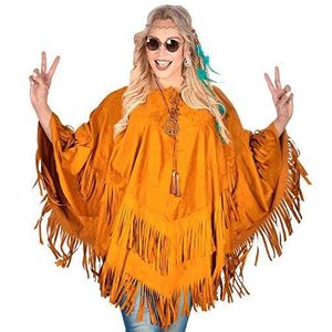Widmann - Kostuum poncho in suède-look, carnavalskostuums voor volwassenen, hippie, reggae, western, cowboy