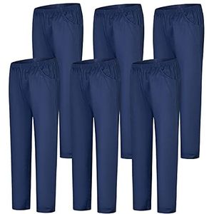MISEMIYA Uniseks medische broek (verpakking van 6 stuks), Donkerblauw, XS