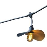 Lichtketting voor buiten, met lampenkap van staal, goudkleurig, kooi-look, 10 LED-lampen, E27, HAT LIGHT 6 m