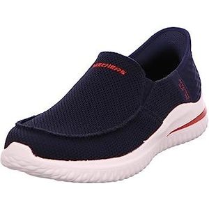 Skechers Delson 3.0 Cabrino instapper voor heren, Navy Brei, 45.5 EU