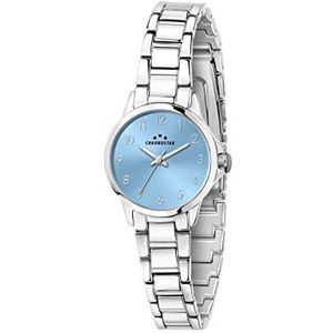 Chronostar Dames analoog kwarts horloge met roestvrij stalen armband 8033288892922, zilver/zwart, 28mm, Armband