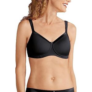 Amoena Women's Lara Satin Pocketed Seamless Wire Free Tshirt Bra, Black, 44AA