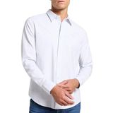 Lee - Patch Shirt - Wit met Blauw - Overhemd - Lange Mouwen
