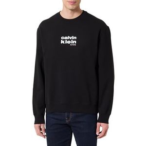 Calvin Klein Heren LS 350FLEECE RETRO GRAPHIC CREWN LV04LE250G, ZWART, M, Zwart (zwart), M