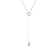 Elli Halsketting dames Y-ketting met kristallen en zoetwaterparel in 925 sterling zilver, 60, facetgeslepen, kristal