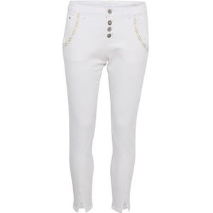 Cream - Witte Geborduurde Jeans - Dames - Slim Fit