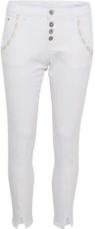 Cream - Witte Geborduurde Jeans - Dames - Slim Fit