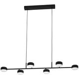 EGLO LED hanglamp Clavellina, 6-lichts pendellamp eettafel, lamp hangend voor woonkamer en eetkamer, eettafellamp van zwart metaal en wit acryl, warm wit