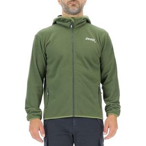 JEEP O102884-E946 J Thermofleece voor heren met capuchon en zakken met ritssluiting, klein borduurwerk, J23W Heren Rifle Green M