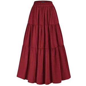 Scarlet Darkness Women's Medieval Renaissance Skirts Ankle Length Maxi Skirt with Pockets Wine M