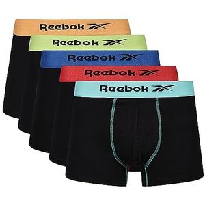 Reebok Heren Calzoncillos Tipo Bóxer para Hombre En Color Con Cintura Nailon Colorido Y Regulador De La Humedad Boxer Shorts, Zwart/Oranje/Lime/Blauw/Rood/Mint Wb, L