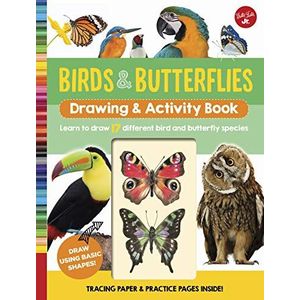 Birds & Butterflies Drawing & Activity Book: Learn to draw 17 different bird and butterfly species