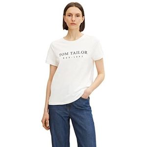 TOM TAILOR Dames T-shirt met print 1032702, 10315 - Whisper White, XXS