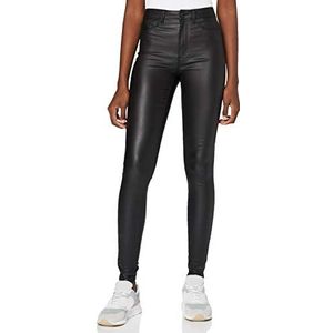 Noisy may Nmcallie Hw Skinny Coated Pants Noos Broek voor dames, Zwart gecoat, L