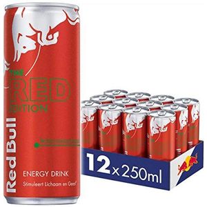 Red Bull Energy Drink Red Edition, Watermeloen, 12-pack - 12 x 250ml I Energiedrank met Frisse Watermeloensmaak I Stimuleert Lichaam en Geest