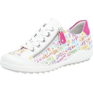 Remonte Dames R1402 sneakers, wit/wit-remontebont/magenta/80, 36 EU, Wit wit Remontebont Magenta 80, 36 EU